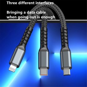 100W 3 in 1 Super Charging Cable 6A Micro USB Type C Fast Charger Type-C Cable Data Cable For Samsung - Grey - Image 9