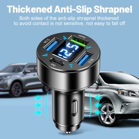 3USB+PD Digital Display Car Charging Support Super Fast Charging Car Charging One Tow Four QC3.0 Car Charging - Black - Image 7
