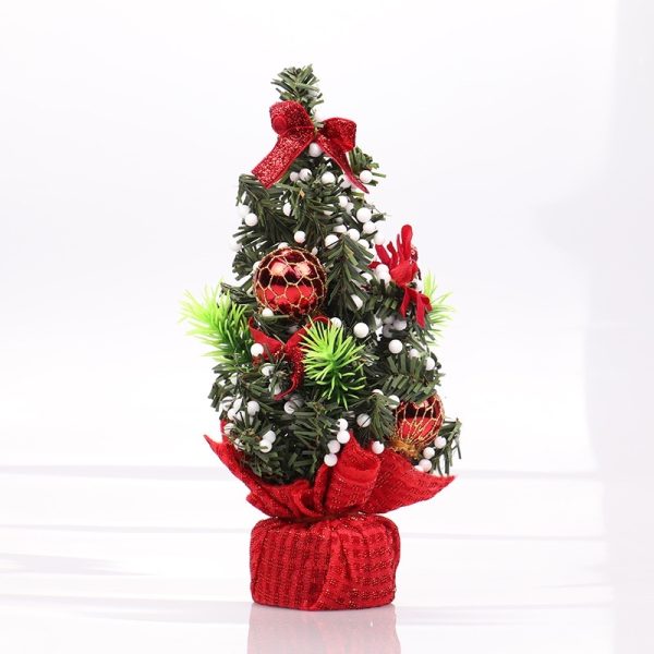 Small Artificial Christmas Tree Ornament/ Sisal Snow Landscape Architecture Tree/ Christmas Festival Party Tabletop Decoration - Red
