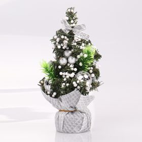 Small Artificial Christmas Tree Ornament/ Sisal Snow Landscape Architecture Tree/ Christmas Festival Party Tabletop Decoration - Silver - Image 1