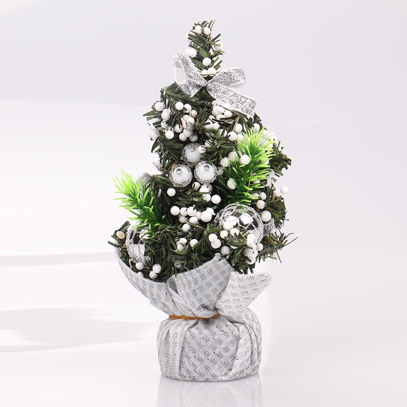 Small Artificial Christmas Tree Ornament/ Sisal Snow Landscape Architecture Tree/ Christmas Festival Party Tabletop Decoration - Silver - Image 1