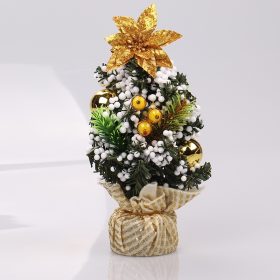 Small Artificial Christmas Tree Ornament/ Sisal Snow Landscape Architecture Tree/ Christmas Festival Party Tabletop Decoration - Gold - Image 1
