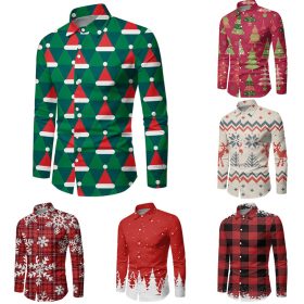 Men Button Down Shirt Christmas Casual Long Sleeve Party T Dress Up Top Blouse - ZC-24164 - Image 2