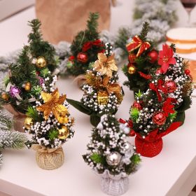 Small Artificial Christmas Tree Ornament/ Sisal Snow Landscape Architecture Tree/ Christmas Festival Party Tabletop Decoration - Red - Image 5