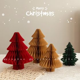 Origami Christmas Tree Ornaments Mini Christmas Tree 2023 New Style Christmas Home Decoration Scene Decoration Props Gift - Red - Image 3
