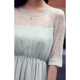 Korean Style Women Fashion Upper Lace Chiffon Ladies Summer Long Dress - Image 7