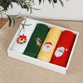 Pure Cotton Christmas Towel Santa Creative Gift Set Children's Face - 4 pcs + bag - Image 4