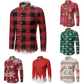 Men Button Down Shirt Christmas Casual Long Sleeve Party T Dress Up Top Blouse - ZC-24165 - Image 2