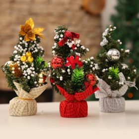 Small Artificial Christmas Tree Ornament/ Sisal Snow Landscape Architecture Tree/ Christmas Festival Party Tabletop Decoration - Red - Image 4
