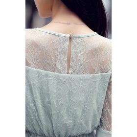Korean Style Women Fashion Upper Lace Chiffon Ladies Summer Long Dress - Image 8