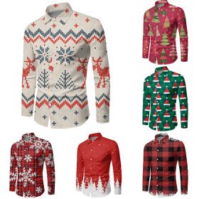 Men Button Down Shirt Christmas Casual Long Sleeve Party T Dress Up Top Blouse - ZC-24166 - Image 2