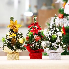 Small Artificial Christmas Tree Ornament/ Sisal Snow Landscape Architecture Tree/ Christmas Festival Party Tabletop Decoration - Red - Image 6