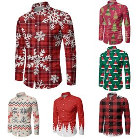 Men Button Down Shirt Christmas Casual Long Sleeve Party T Dress Up Top Blouse - ZC-24161 - Image 2