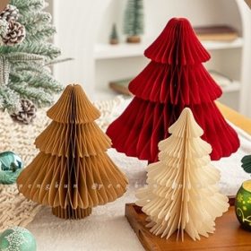 Origami Christmas Tree Ornaments Mini Christmas Tree 2023 New Style Christmas Home Decoration Scene Decoration Props Gift - Red - Image 6