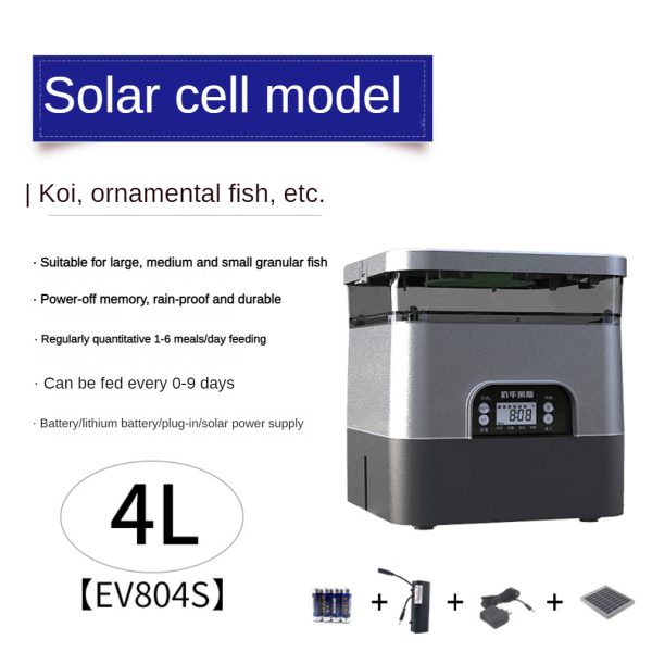 4L Fish Feeder Smart Koi Timing Ornamental Large Capacity - EV804S Solar Battery