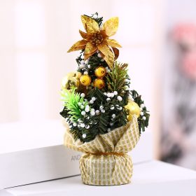 Small Artificial Christmas Tree Ornament/ Sisal Snow Landscape Architecture Tree/ Christmas Festival Party Tabletop Decoration - Gold - Image 2