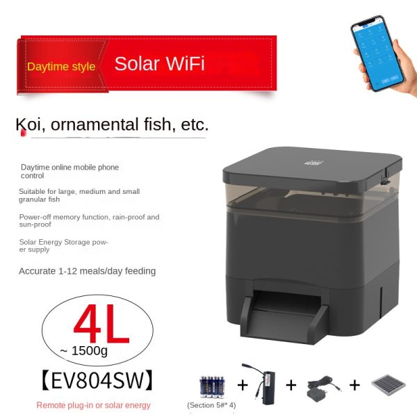 4L Fish Feeder Smart Koi Timing Ornamental Large Capacity - EV804SW Solar Wifi
