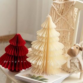 Origami Christmas Tree Ornaments Mini Christmas Tree 2023 New Style Christmas Home Decoration Scene Decoration Props Gift - Red - Image 9