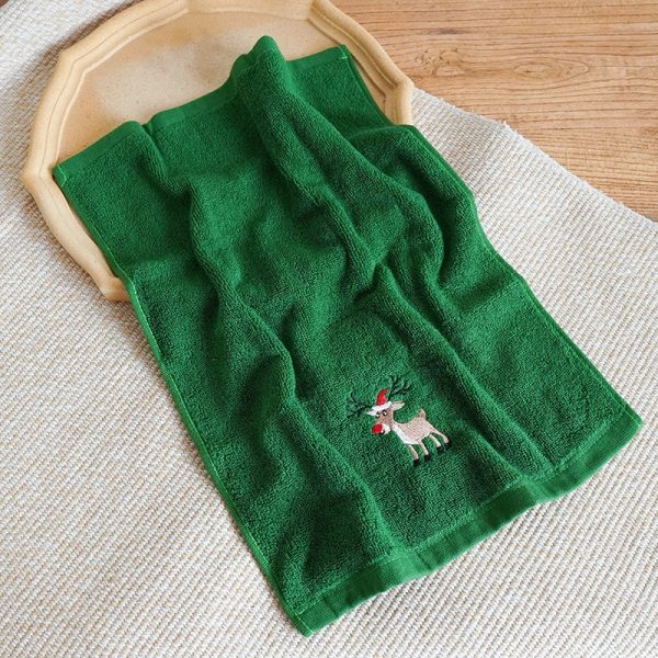Pure Cotton Christmas Towel Santa Creative Gift Set Children's Face - Green Single Pack