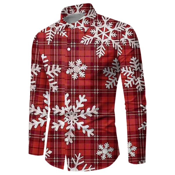 Men Button Down Shirt Christmas Casual Long Sleeve Party T Dress Up Top Blouse - ZC-24161