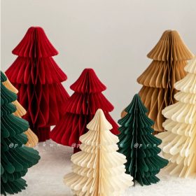 Origami Christmas Tree Ornaments Mini Christmas Tree 2023 New Style Christmas Home Decoration Scene Decoration Props Gift - Red - Image 8