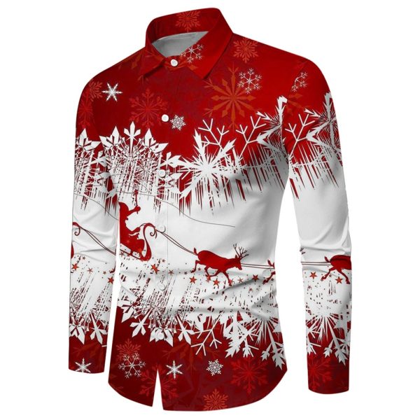 Men Button Down Shirt Christmas Casual Long Sleeve Party T Dress Up Top Blouse - ZC-24168