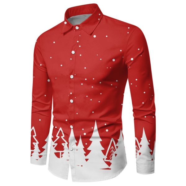 Men Button Down Shirt Christmas Casual Long Sleeve Party T Dress Up Top Blouse - ZC-24162