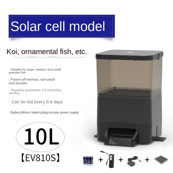 10L Fish Feeder Smart Koi Timing Ornamental Large Capacity - EV810S Solar Battery