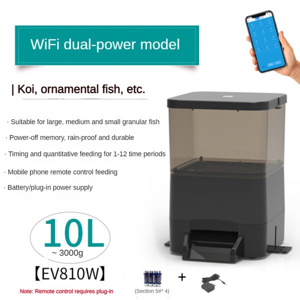 10L Fish Feeder Smart Koi Timing Ornamental Large Capacity - EV810W Wifi Dual-use