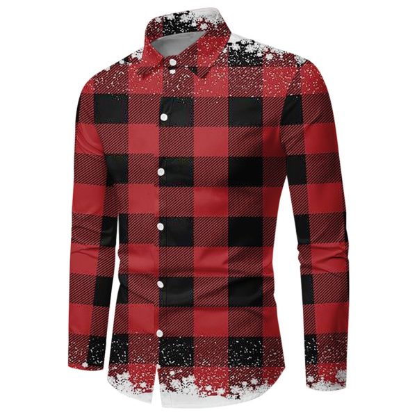 Men Button Down Shirt Christmas Casual Long Sleeve Party T Dress Up Top Blouse - ZC-24165