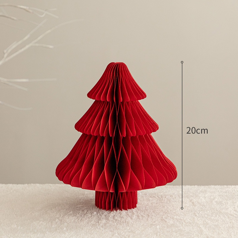 Origami Christmas Tree Ornaments Mini Christmas Tree 2023 New Style Christmas Home Decoration Scene Decoration Props Gift - Red - Image 1