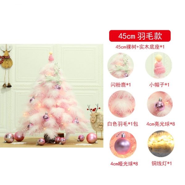 Artificial Tabletop Christmas Tree Mini Xmas Decoration Tree with LED Light Decoration for Christmas Day - 45cm fur type