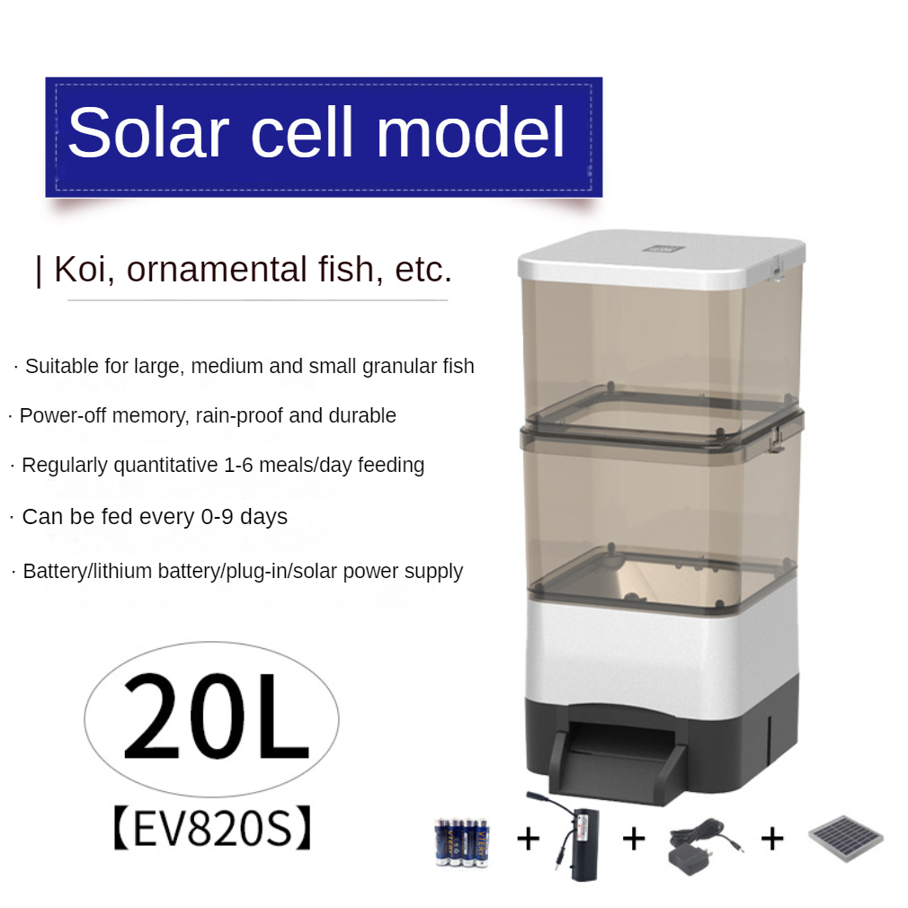 20L Fish Feeder Smart Koi Timing Ornamental Large Capacity - EV820S Solar Battery - Image 1