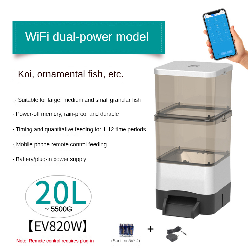 20L Fish Feeder Smart Koi Timing Ornamental Large Capacity - EV820W Wifi Dual-use - Image 1