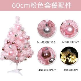 Artificial Tabletop Christmas Tree Mini Xmas Decoration Tree with LED Light Decoration for Christmas Day - 60cm pink - Image 1