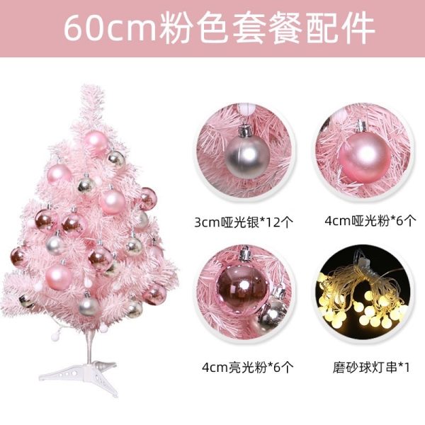 Artificial Tabletop Christmas Tree Mini Xmas Decoration Tree with LED Light Decoration for Christmas Day - 60cm pink