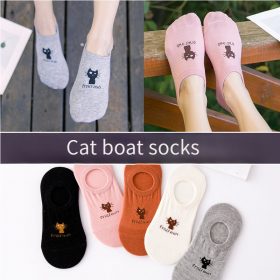 Cartoon Women's socks Korean Style Cute Socks (Non-slip) - Pink - Image 3