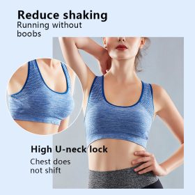 Women Sport Bra Ultra Breathable Shockproof Wireless Protection Scoop Neckline 628 - Blue - Image 3