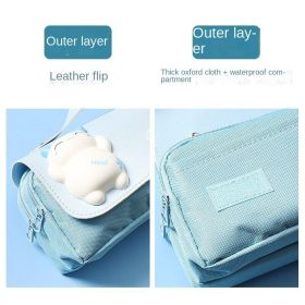 Student Pencil Case/Cute Case/Multifunctional Case/Three-Layer Case Simple Large Capacity - Cat Purple - Image 4