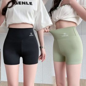 Women Summer Sports Yoga Shorts Thin Leggings Breathable Hip Lifting And Abdomen Safety Pants Push Up Panty - Green - Image 3