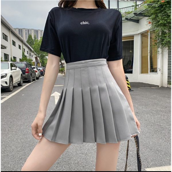 Harajuku Women Pleat / Preppy Style Plaid Skirts Mini Cute Japanese School Uniforms Ladies Kawaii Skirt - Grey