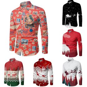 Men Button Down Shirt Christmas Casual Long Sleeve Party T Dress Up Top Blouse - ZC-24171 - Image 2