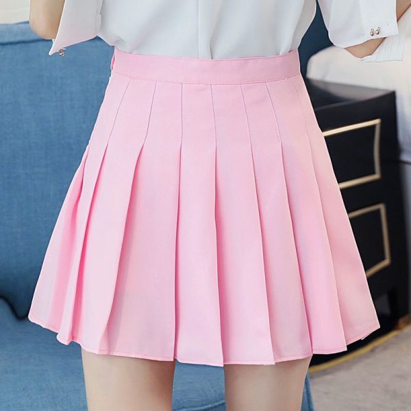 Harajuku Women Pleat / Preppy Style Plaid Skirts Mini Cute Japanese School Uniforms Ladies Kawaii Skirt - Pink