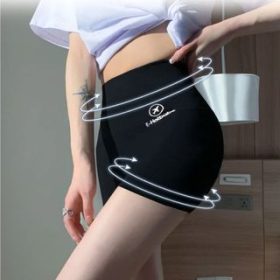 Women Summer Sports Yoga Shorts Thin Leggings Breathable Hip Lifting And Abdomen Safety Pants Push Up Panty - Green - Image 7