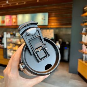 TYESO Tumbler With Handle Stainless Steel Water Bottle - Orange - Image 7