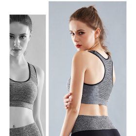 Women Sport Bra Ultra Breathable Shockproof Wireless Protection Scoop Neckline 628 - Blue - Image 8