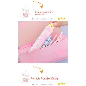 Student Pencil Case/Cute Case/Multifunctional Case/Three-Layer Case Simple Large Capacity - Cat Purple - Image 10