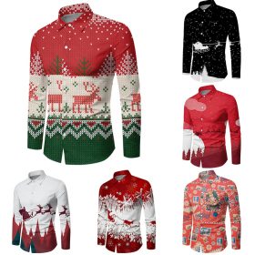 Men Button Down Shirt Christmas Casual Long Sleeve Party T Dress Up Top Blouse - ZC-24167 - Image 2