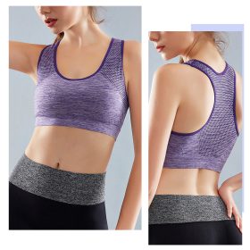 Women Sport Bra Ultra Breathable Shockproof Wireless Protection Scoop Neckline 628 - Purple - Image 7