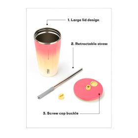 TYESO Gradient Vacuum Insulated Bottle Tumbler With Straw Portable Stainless Steel Sport Water Bottle 600ml - Mocha - Image 10